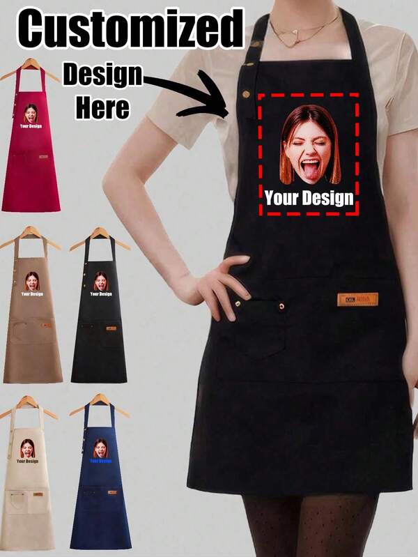 1pc Personalized And Text Apron, Customized And Text Apron, Custom Mother's Day Gifts For Husband, Boyfriend, Brother, Men Unique Birthday Gifts, Funny Gifts For Dad, Mom, Father's Day Gifts From Daughter Son Personalized Ideal Gift