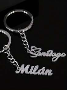 个性化不锈钢钥匙扣，闪亮字母 - 优雅时尚的女士配饰，适合背包和送礼