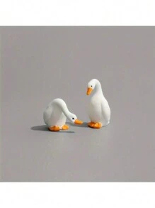 6pcs Set Of Adorable White Goose Figurines - Resin Crafted Desktop Ornaments For Home & Garden Decor Cute And Funny Little White Duck, Perfect Gift For Family And Friends In The Healing Series - Multicolor - View 8