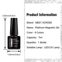 MEET ACROSS 7ML 3 EN 1 Esmalte de uñas de gel magnético con acabado de rosa de platino, oro rosa y gato Moonlight. Gel de uñas semipermanente con destellos, para UV - Multicolor - Ver 9