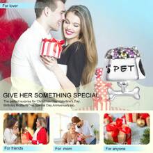 PARCOM Silver Plated Pet Paw Print & Bone Pendant, Cute & Suitable For DIY Bracelets, Necklaces, Fine Gift For Girls