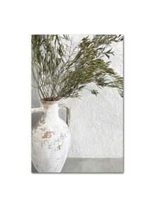 1 件斯堪的纳维亚简约波西米亚风格墙壁艺术西班牙建筑绿叶芦苇海报图片印刷帆布画印刷墙壁艺术画适用于客厅装饰卧室办公室酒吧美学装饰无框架