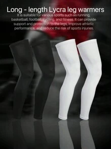 A Pair Of Long-Length Lycra Leg Warmers And Knee Protectors -- Suitable For Sports Such As Basketball And Cycling. High-Elasticity Ice-Silk Sun-Protection, Breathable And Quick-Drying Sports Leg Protectors. Gym Accessories Knee Support Sports Knee Pads Gym Knee Pads