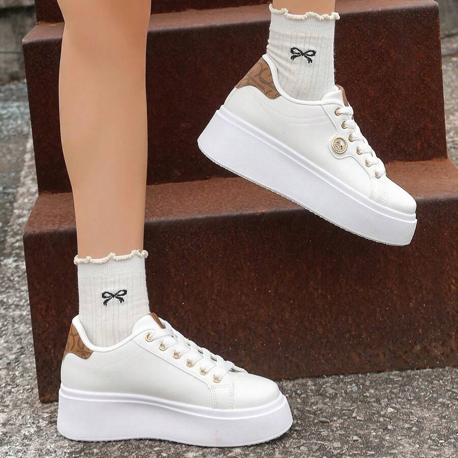 Damen Sneaker mit dicker Sohle, modisch und vielseitig - Khaki - Übersicht 1