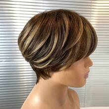 Straight Pixie Cut Wig Short Straight Human Hair Wigs For Women Full Machine Made Wig - SP4/27 - View 4