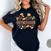 Floral Motherhood Is My Ministry Cotton T-Shirt Wildflower Graphic Mama Tee Cistian Religious Tee Cool Mom Casual Streetwear