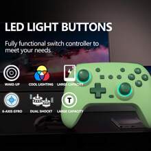 Wireless Controller, Suitable For Switch/Lite Controllers, With Dual Vibration/LED Lights, Gyro Axis, Motion Support Wake-Up, And Adjustable Turbo Function - 薄荷綠 - 查看 3
