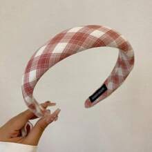 Diadema elástica Vintage a con estampado de celosía, diadema de esponja para mujer y niña, diadema de lado ancho, aro para el cabello, accesorios para cabello femenino - 5 caqui oscuro - Ver 5
