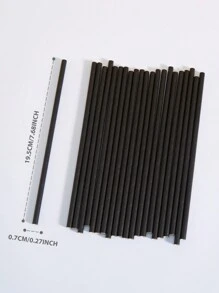 10/25/50/100pcs Black Paper Straws, Disposable Paper Straws, Candy Lollipop Sticks, Suitable For Cocktails, Birthday, BBQ, Events And Celebrations - Black - View 2
