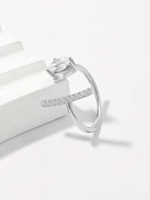 Vaerine 1 件优雅时尚浪漫闪亮 925 银锆石水滴可调节戒指，非常适合约会、派对、聚会展现您的魅力，是送给她的理想情人节礼物