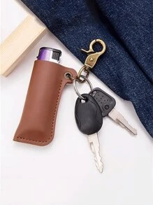 皮革打火机盒支架适用于 BIC 迷你/标准尺寸打火机套真皮盒袋带金属马蹄形挂钩可挂钥匙链吊坠 - 彩色 - 查看 5