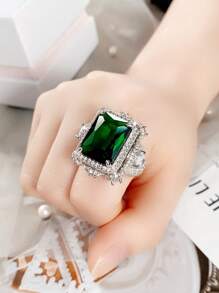 1 Pc Elegant Cubic Zirconia Ring For Women For Wedding Engagement Anniversary Party Jewelry Valentine's Day Gift,Mom,Mother,Mother's Day,Gift - 1# - View 9