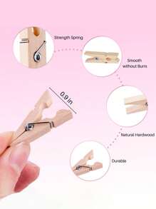 Small Clothes Pin, Mini Photo Clips, 10/50/100 PCS Mini Clothes Pins Wooden With Storage Bag, Small Clothes Pins For Photos, Crafts, Hanging Clothes, Baby Shower, Display Artwork