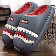 Cute Platform Men's Slippers For House Imitation Leather Furry Comfy Memory Foam Soft Couple Shoes Non-Slip Winter Warm Slippers - Black - View 3