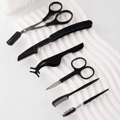 Set de 10 piezas para el cuidado de las cejas, incluye rasuradora de cejas unisex, tijeras para cejas, herramientas de arreglo de cejas sin rayones, pinzas para cejas para principiantes, kit de belleza