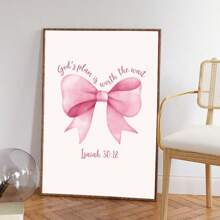 1/2pcs Jeremiah 29 11 Wall Art Picture Pink Christian Canvas Prints Paintings Pink Bow Bible Verse Posters Girly Decor For Bedroom, Living Room, Or College Dorm Wall Decor Unframed - Multicolor - View 2