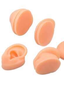 Silicone Ear Model,Nose And Mouth Model, Left And Right Soft Flexible Model Fake Ear Piercing Practice, Silicone Body Parts, Realistic Silicone Ear Mold For Jewelry Display Acupuncture Mannequin Teaching Instruction - Apricot - View 4