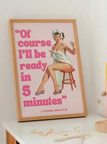 1pc, Canvas Hanging, Framed, Art Deco Vintage Poster - "Of Course I'll Be Ready In 5 Minutes" Canvas Wall Art Print, Humorous Bathroom And Bedroom Decor, Art Fiction Themed Poster Aesthetic - Multicolor - View 2