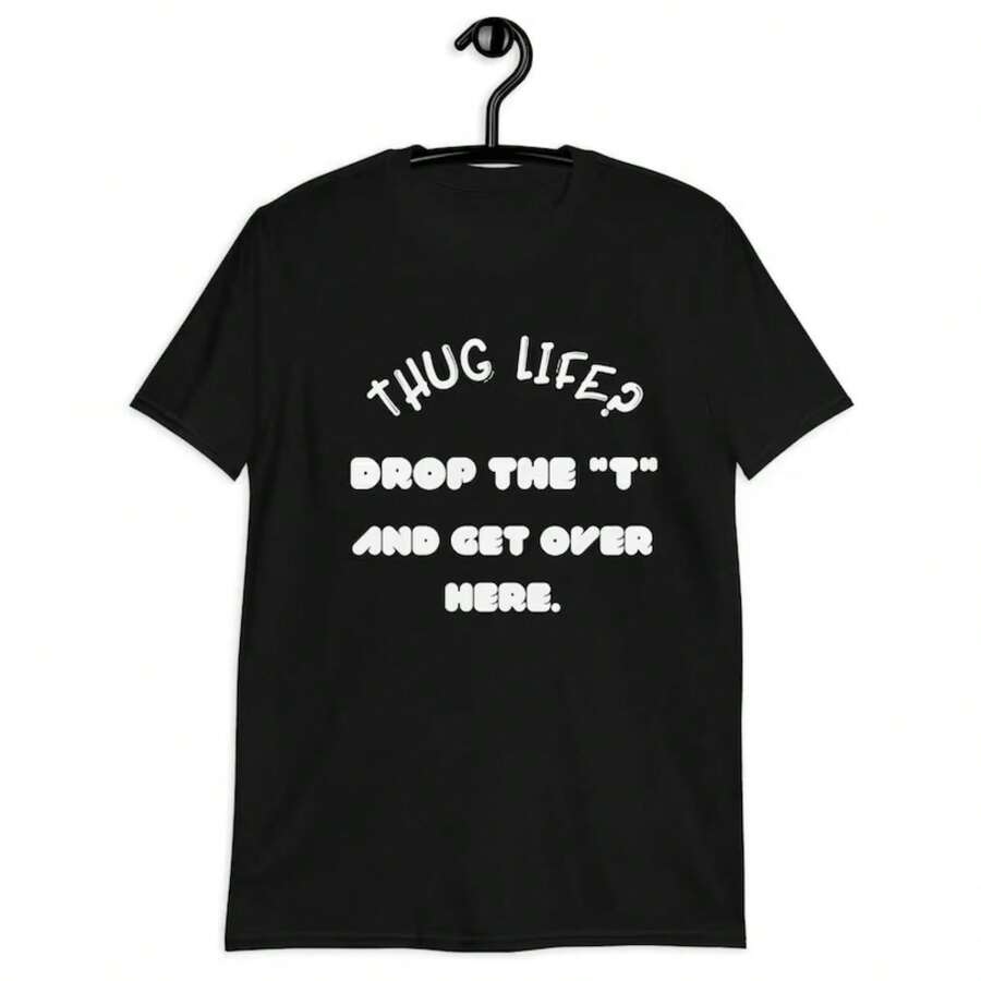 Th-Ug  Life Hug Shirt,Funny Hugs Tshirt,I Love You Tee,Mental Health T-Shirt,Funny Love Saying,Free Hugs T Shirt, Gift For Friend. - 黑色 - 查看 1
