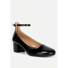 DEBBIE Ankle Strap Low Block Heel Sandals In Black - màu đen - Xem 1