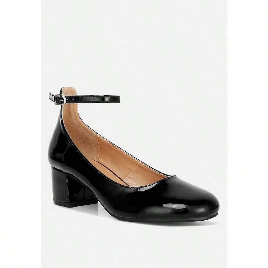 DEBBIE Ankle Strap Low Block Heel Sandals In Black - màu đen - Xem 1