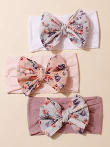 3 件套 Ditsy 花卉蝴蝶尼龙柔软弹性婴儿头带，春季 - 彩色 - 查看 7