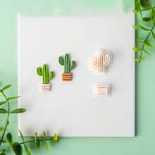 2pcs/12pcs Cactus Plant Clay Cutter Molds, Jewelry Making Supplies, 12 Shapes For Potted Plant Clay, Earrings Cutter, DIY Handmade Key Chain, Brooch, Hair Clip, Ring, Clay Tools - White - View 17