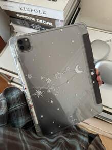 1pc Cute Butterfly, Star, Moon Double-Sided Acrylic Transparent Crystal Backlite Tablet Case, Shock-Proof, Compatible With IPad, To Support Sleep/Wake