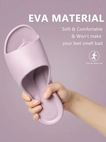 1 双紫色简约按摩拖鞋，女士家居拖鞋，淋浴拖鞋，脚部支撑，舒适鞋垫，情侣拖鞋，EVA 材质带子拖鞋