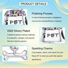 PARCOM Silver Plated Pet Paw Print & Bone Pendant, Cute & Suitable For DIY Bracelets, Necklaces, Fine Gift For Girls