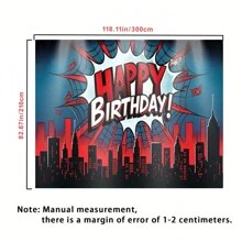 1pc Spider Superhero Happy Birthday Polyester Photo Background Banner, Multi-Size, Polyester Material Makes, Suitable For Indoor/Outdoor Decoration, Home, Garden, Yard Decoration Polyester Material Cake Table Photo Background Party Celebrations The Perfect Birthday Gift In - Multicolor - View 5