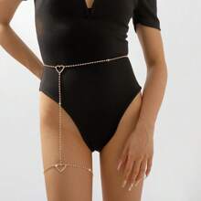 性感夸张几何全水晶心形和爪形腿链、腰链、身体链、女性时尚配饰