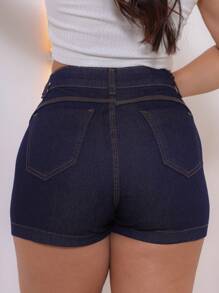 Stillger Moda Jeans Women's High Waisted Denim Skirt Shorts With Spandex Lifts Butt - Rửa tối - Xem 2