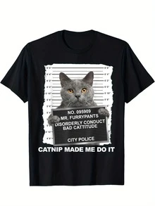 Catnip Made Me Do It Funny Cat Tee T-Shirt Cotton Fun Design DIYWomen's Soft Breathable Comfortable Casual Sports Valentine's Day And Mother's Day Gifts