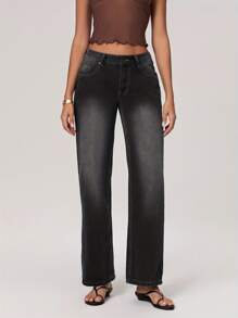 Y2k Vintage Baggy Distressed Jeans For Women High Waisted Wide Leg Denim Pants Casual Low Rise Loose Fit Trousers Pants Fashion Straight Leg Boyfriend Jeans With Pockets For Summer Spring 90s Streetwear For Teen Girls Aesthetic Clothes - Grey - View 5