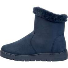 Botas para mujer, cortas, estilo confort, con forro de peluche y cierre, acabado, color azul marino, mod. 1141463 - Azul Marino - Ver 5