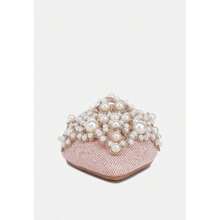 ASTRE Pearl Embellished Shimmer Mules In Blush