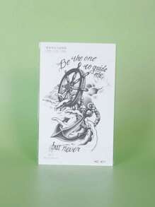 1Pc Anchor Temporary Tattoos Geometric European Style Waterproof Sweatproof Last For 1-2 Weeks Realistic Herbal Juice Non-Reflective Faux Black Fake Tattoos For Woman And Men Tattoo Stickers For Arm, Chest, Leg, Abdomen, Waist Modernist Body Art - Black - View 6