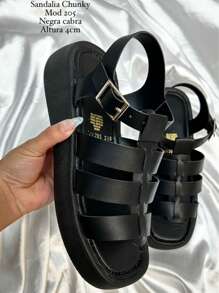 Sandalias Chunky, Sandalias de dama, de diseño moderno para mujer, Sandalias de fondo grueso para mujer, Sandalias mujer estilo casual, Sandalias de fondo grueso para mujer, para mujer con boca de pez y plataforma gruesa para la noche o las vacaciones - Negro - Ver 2