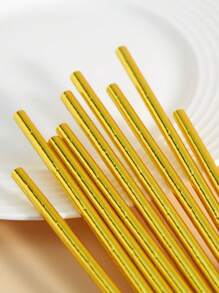 10/25/50/100pcs Disposable Paper Straws, All Golden Paper Straws, Candy Cane Styled, Suitable For Cocktails, Birthdays, BBQs, Events And Celebrations - Multicolor - View 5