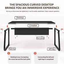 Gaming Desk Computer Writing Table Student Art Modren Simple Style PC Wood Suitable For Home, Office - 黑色 - 查看 7