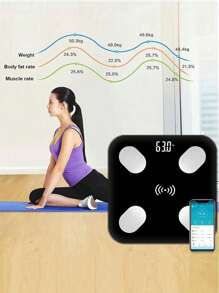 Bascula digital moderna con calculos precisos, Báscula inteligente Herramientas para el cuidado de la salud Báscula de baño con pantalla digital eléctrica Bluetooth - Multicolor - Ver 1