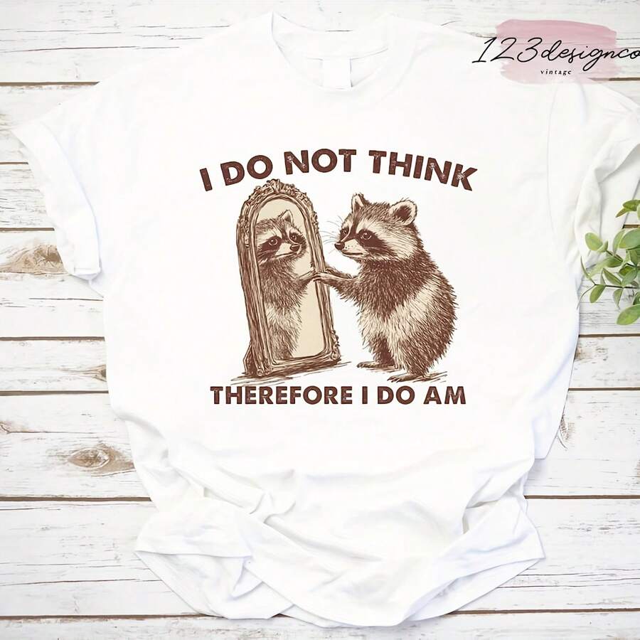 I Do Not Think Therefore I Do Not Am Funny Rac Vintage T-Shirt, Nostalgia Shirt, Rac Meme Shirt, Vintage Rac Shirt, Rac Gift - White - View 1