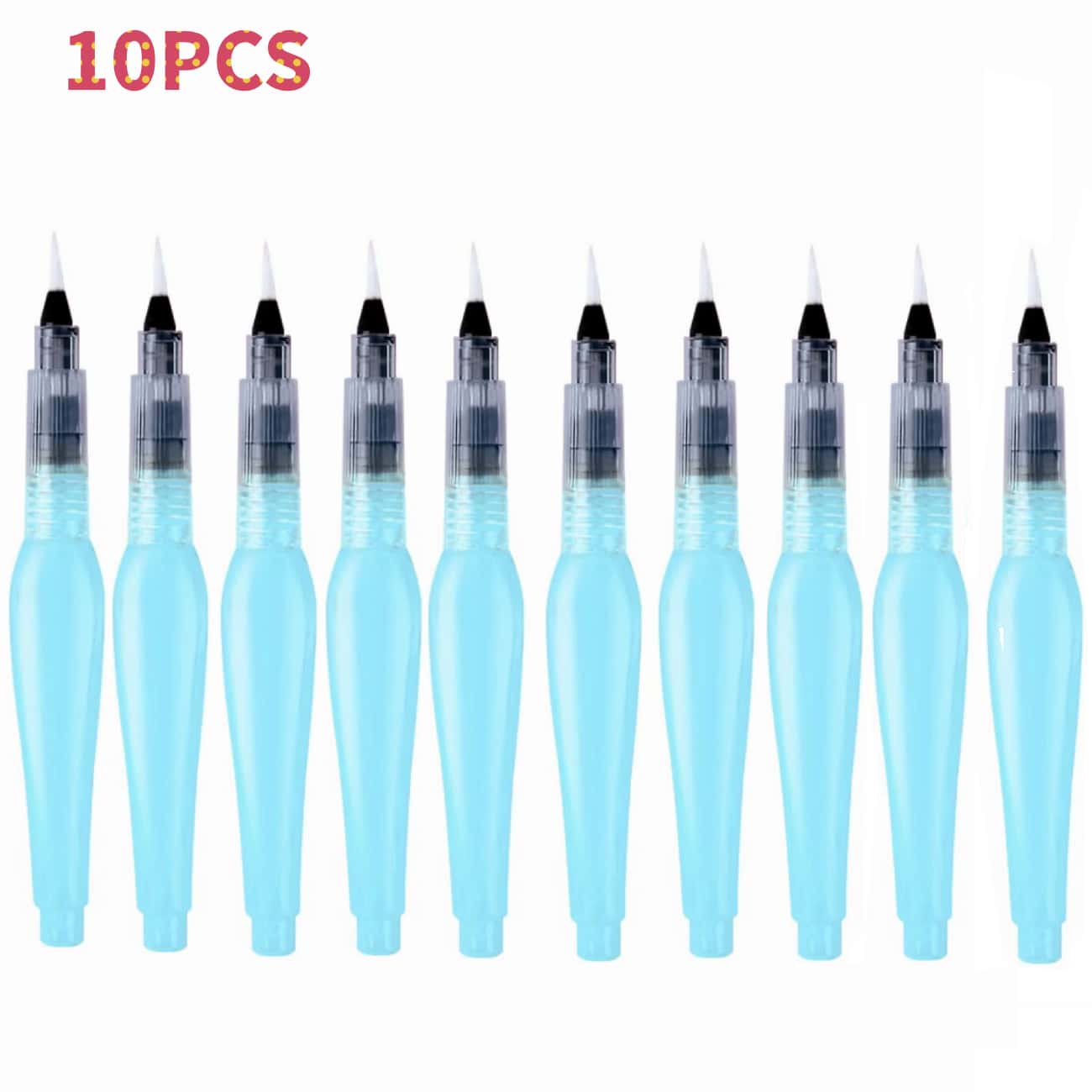 水彩画笔，适用于绘画、绘画、刻字 - 可再填充尖头美术用品 - 透明藍 - 查看 1