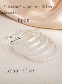 6pcs 3-9Y Kids Bling Bling Carved Heart Shaped Sparkling Bangle Bracelets For Valentine's Day - Multicolor - View 15