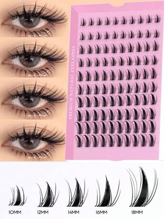 GROINNEYA 80/100pcs C Curl Manga Lash Extensions Anime Cosplay Spiky False Eyelashes DIY Individual False Eyelashes Makeup Tool Cluster Lashes Wet Makeup Style