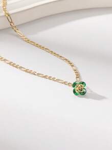 1pc Vintage Charm Elegant Versatile Sparkling Cubic Zirconia Geometric Brass Necklace Choker For Women And Girls, Daily Wear, Teacher's Day, Mother's Day, Valentine's Day, Goddess Day, Thanksgiving, New Year Gift - Dark Green - View 12
