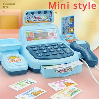 1pc Kids Mini Supermarket Cash Register Toy, Educational Pretend Play Shopping Set With Scanner & Play Money, Interactive Pretend Play Toy For Kids, Educational Action Game For Role Play, With Realistic Button Sounds, Battery-Operated, Perfect For Pretend Play & Family Fun, Ideal Halloween Christmas Birthday Gift For Kids Ages 3+
