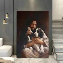 1 Pc  Jesus Home DecorWooden Framed Canvas Painting -  Thickness 2.25cm/0.9inch,Home Gift Decoration, Room Decoration Aesthetic, Wall Decoration Art, Perfect Gift, Autumn And Winter Wall Decoration, Living Room Decoration, Bedroom Decoration, Kitchen Decoration, Entry Decoration, Bathroom Decoration, Direct Wall Painting, High Quality Wall Painting Poster