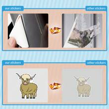 50 PCS Highland Cattle Stickers Vinyl Aesthetics Stickers Scrapbooking, Diary, Laptop, Bumper, Skateboard, Water Bottle, Cartoon, Hard Hat, Car Stickers And Decals